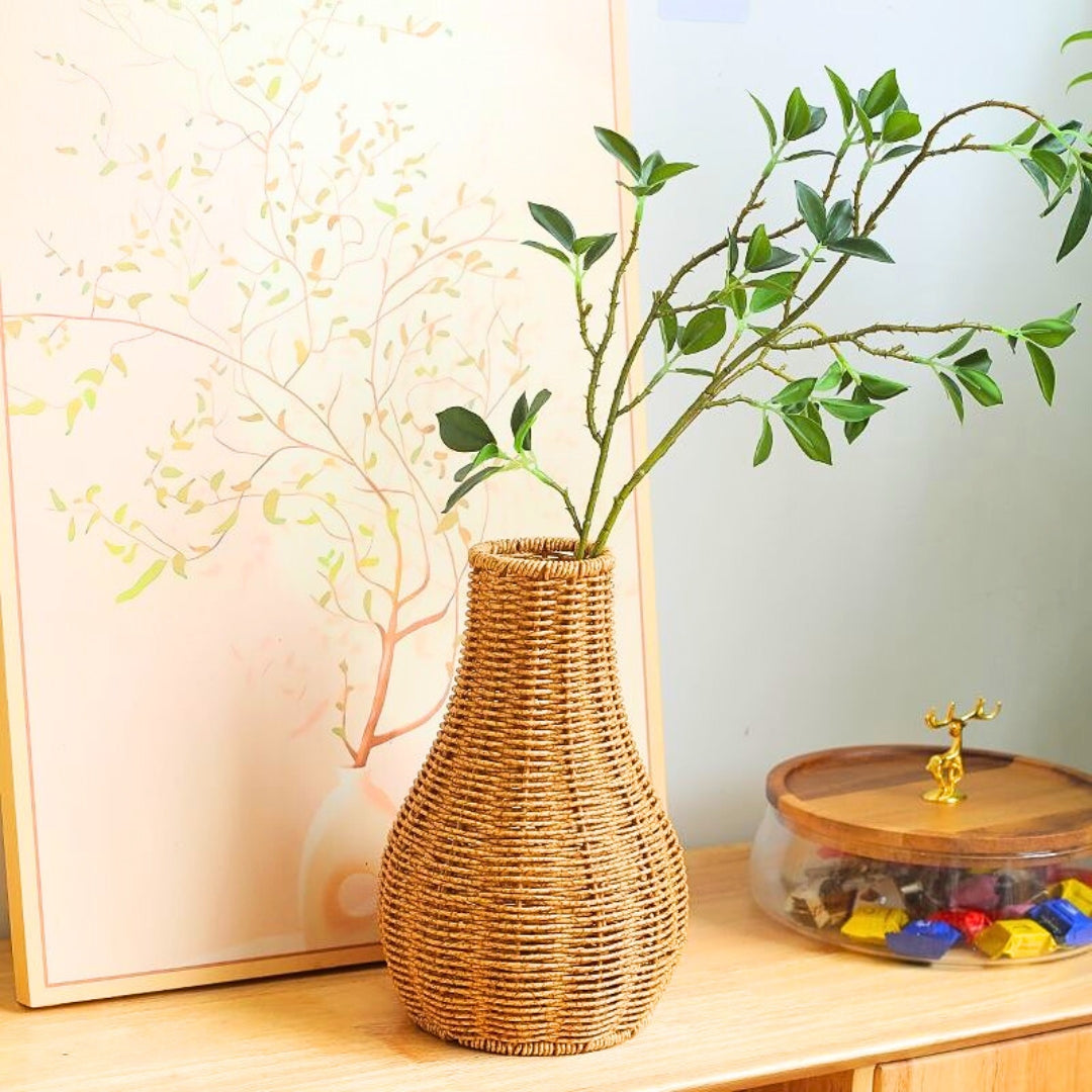 Avren Brown Rattan Bud Vase