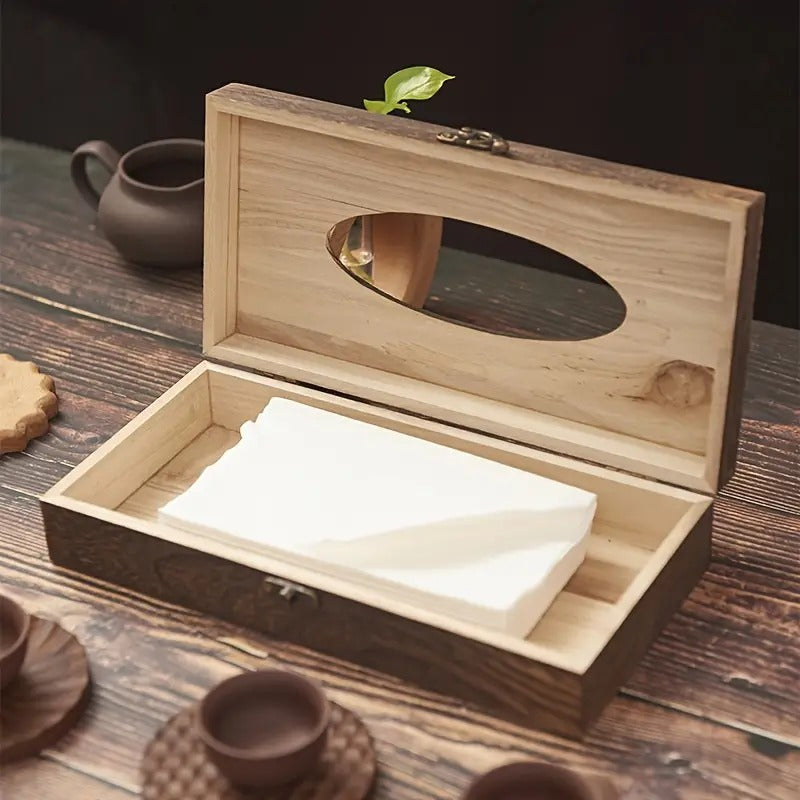 Rustic Elegance Wooden Tissue Box