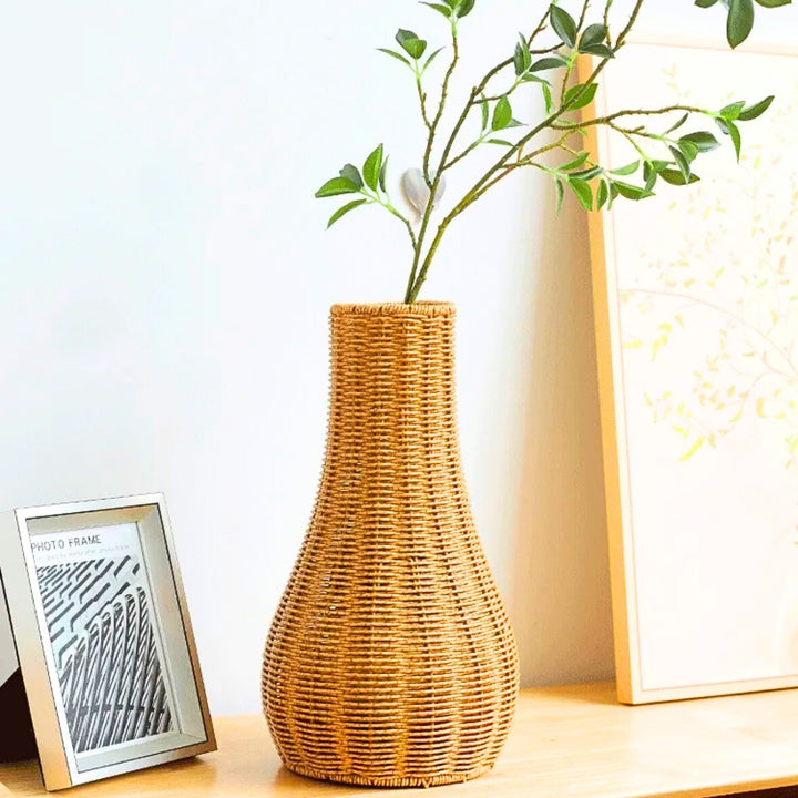 Avren Brown Rattan Bud Vase