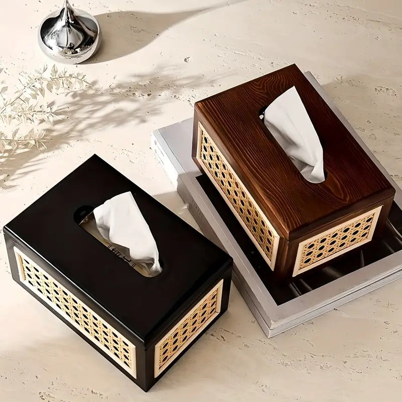 Regal Cane Weave Tissue Box Holder