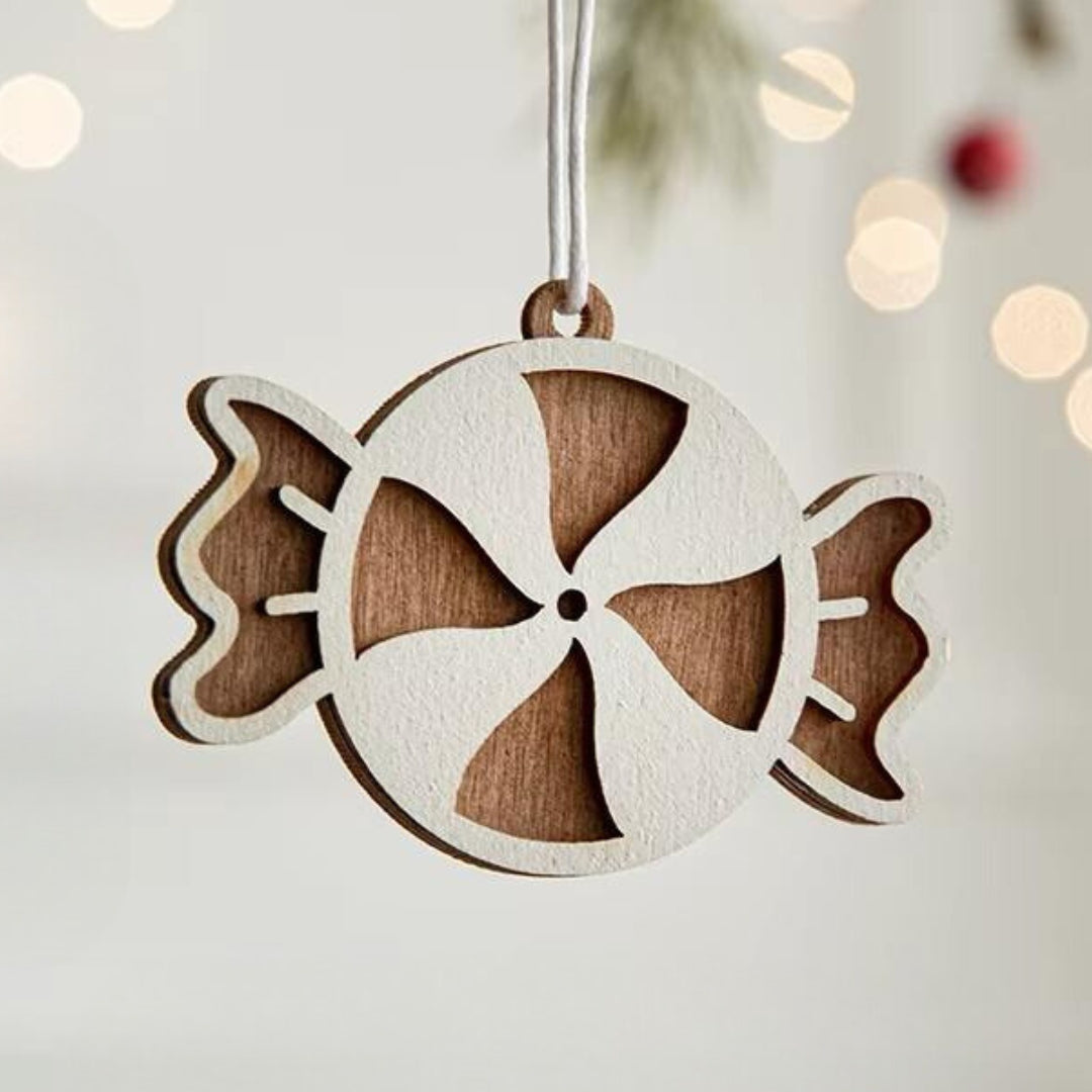 Rustic Charm Wooden Christmas Ornaments Set