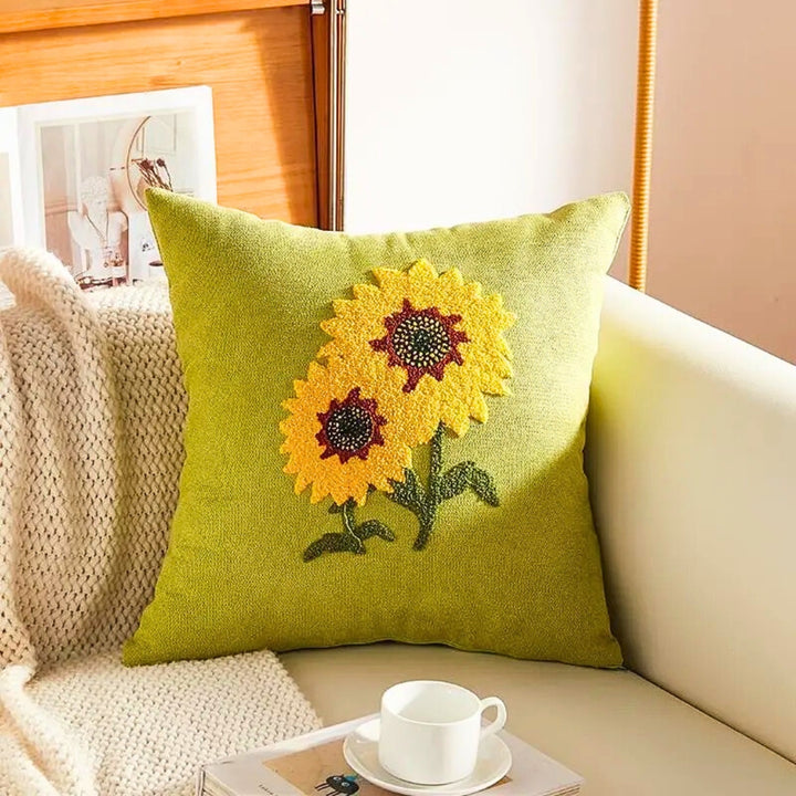 Sunlit Bloom Embroidered Pillow Covers