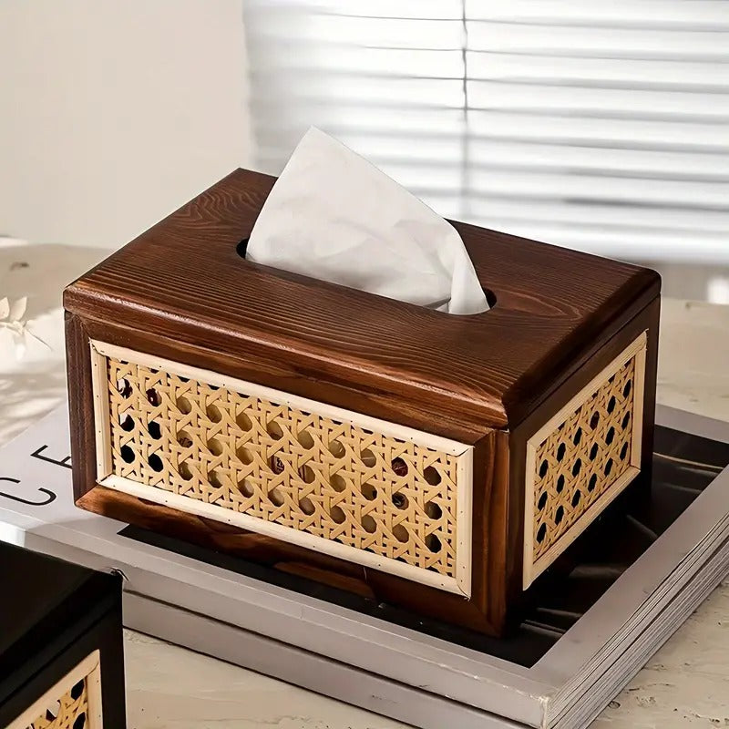 Regal Cane Weave Tissue Box Holder