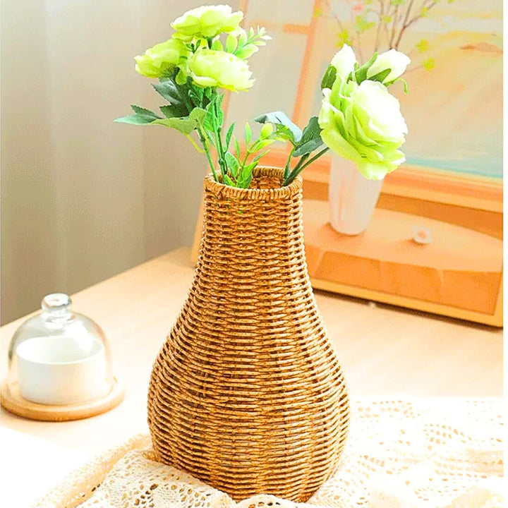 Avren Brown Rattan Bud Vase