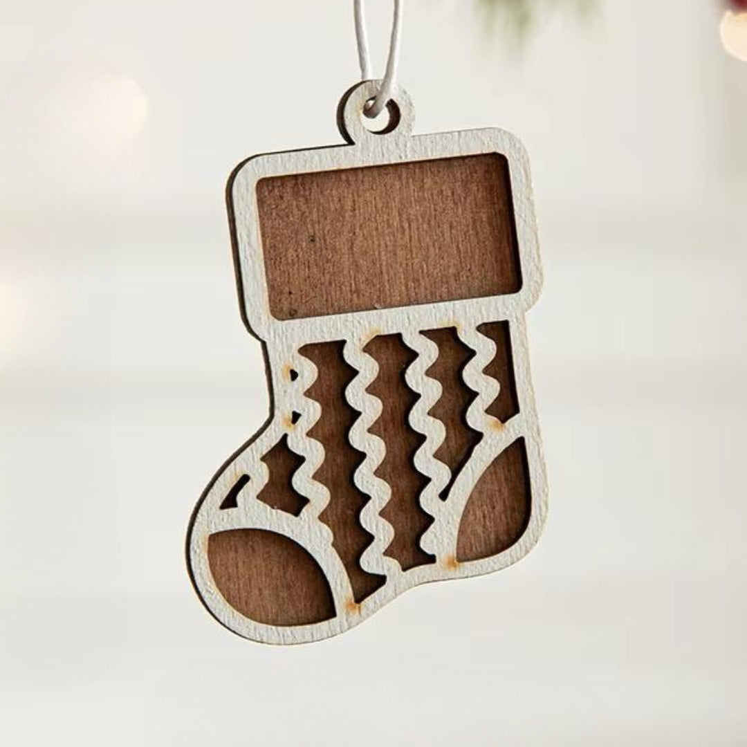 Rustic Charm Wooden Christmas Ornaments Set