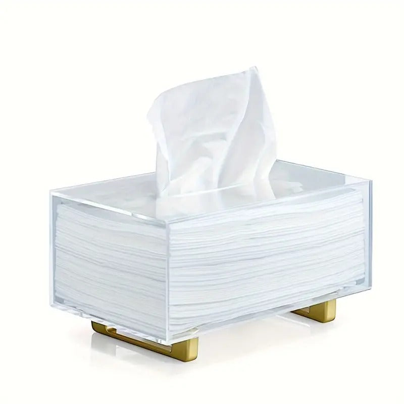 Elegant Gold Rim Tissue Box Organizer