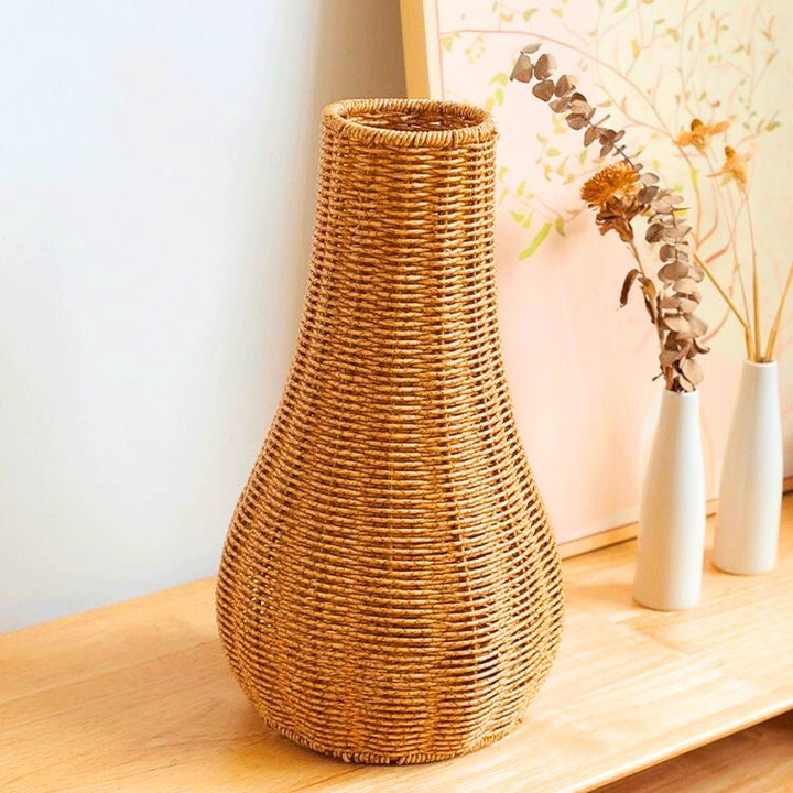 Avren Brown Rattan Bud Vase