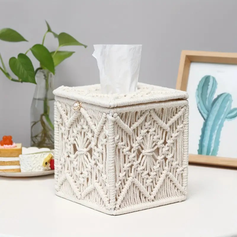 Macrame Chic Tissue Box Cover