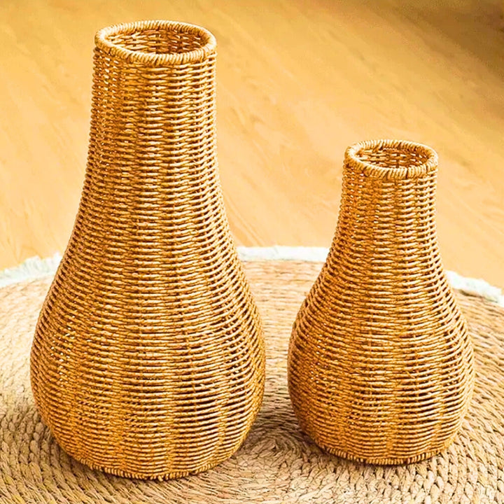 Avren Brown Rattan Bud Vase