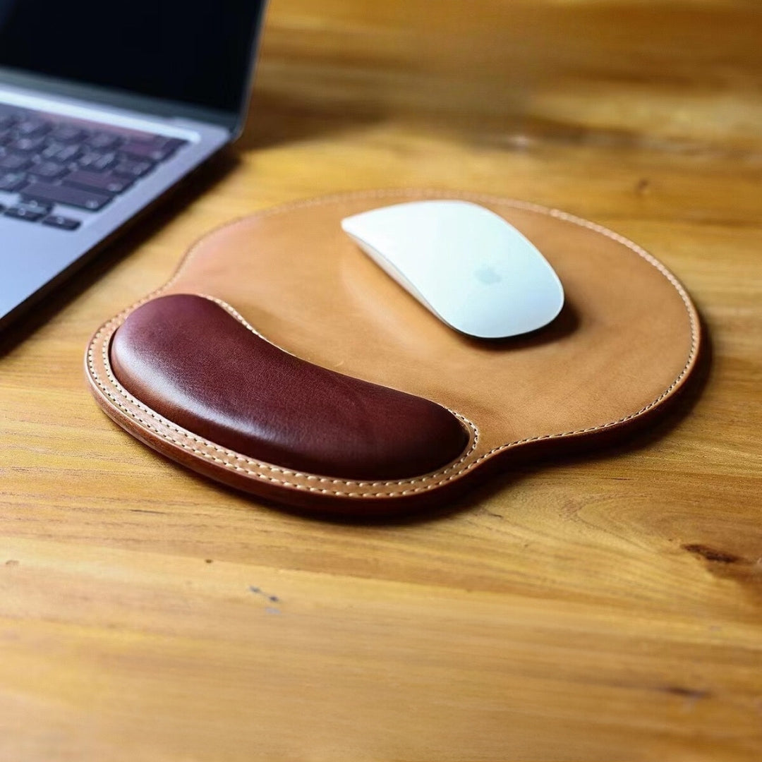 Maxwell Cognac Leather Mouse Pad