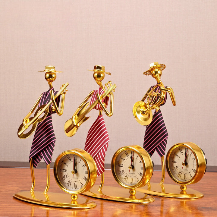 Golden Jazz Ensemble Clock Sculptures