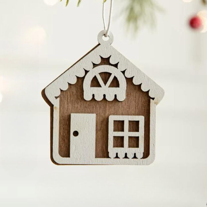 Rustic Charm Wooden Christmas Ornaments Set