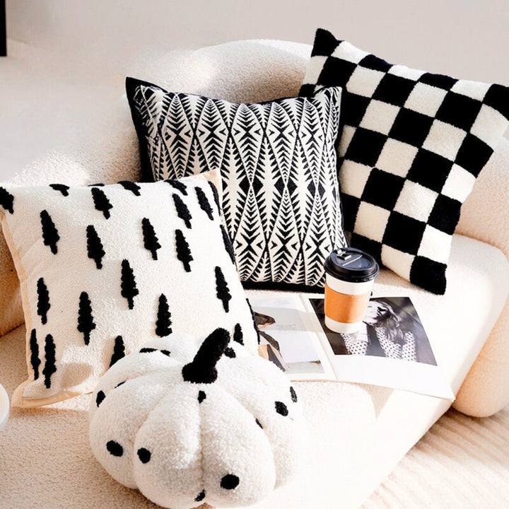 Freda Black & White Tufted Pillow Covers