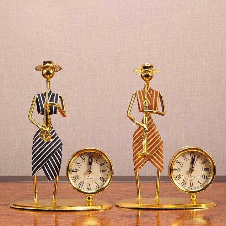 Golden Jazz Ensemble Clock Sculptures