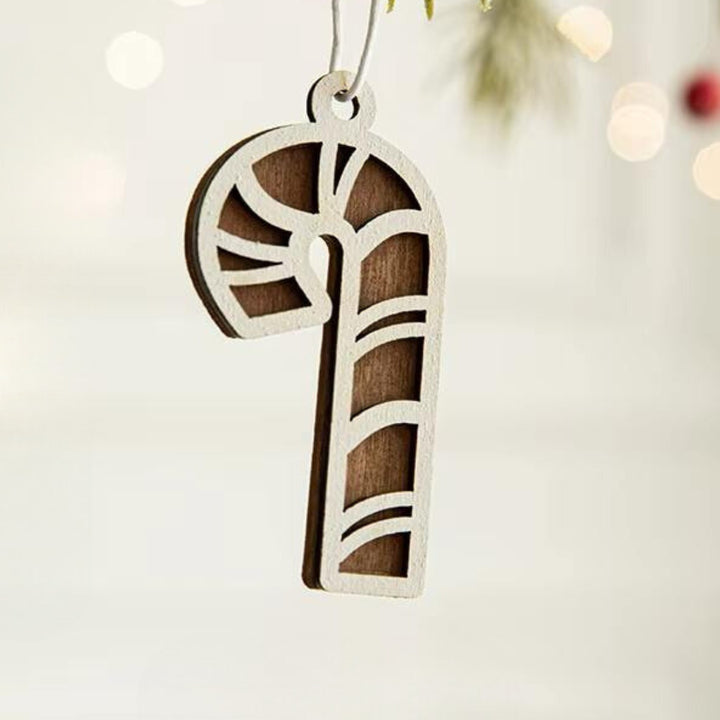 Rustic Charm Wooden Christmas Ornaments Set