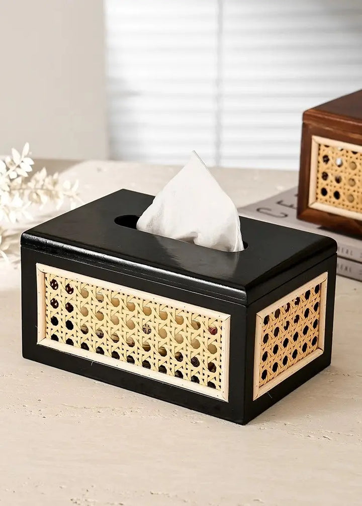 Regal Cane Weave Tissue Box Holder