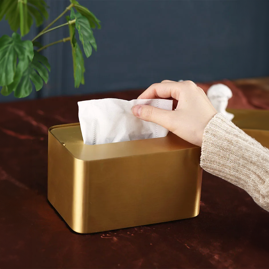 Luxe Brass Tissue Box