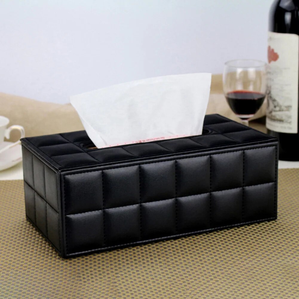 Regal Quilted Vegan Leather Tissue Box