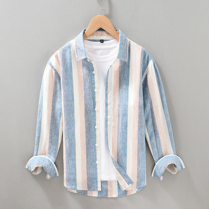 Mediterranean Stripe Linen Shirt