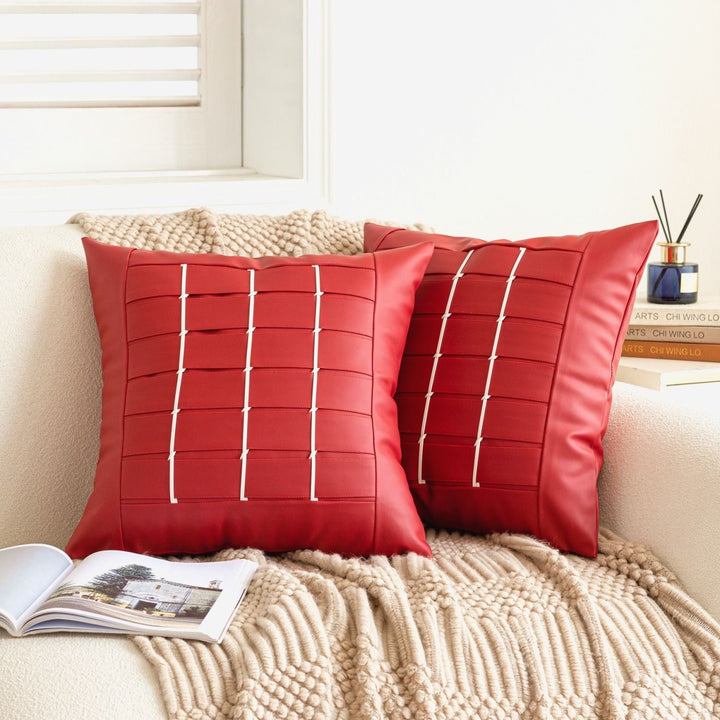 Valencia Grid Faux Leather Cushion Covers