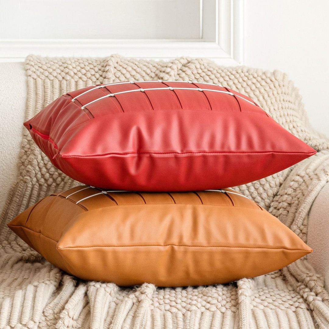 Valencia Grid Faux Leather Cushion Covers