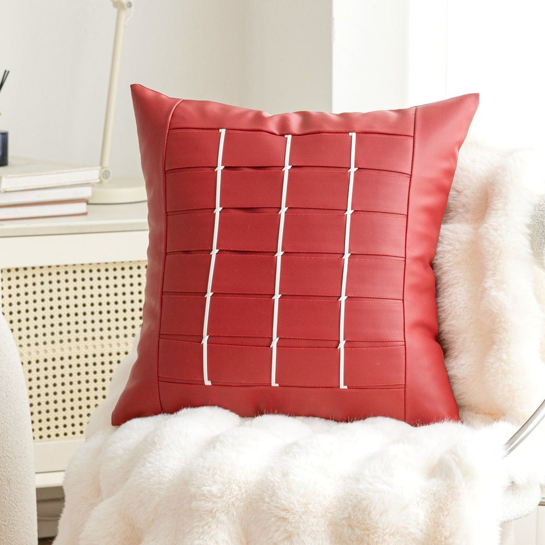 Valencia Grid Faux Leather Cushion Covers