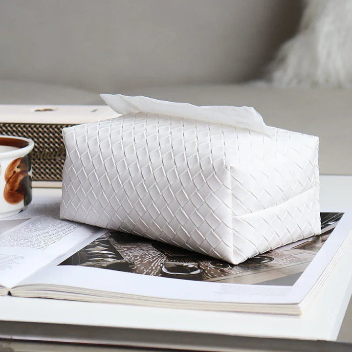 Venezia Woven Leather Tissue Box Holder