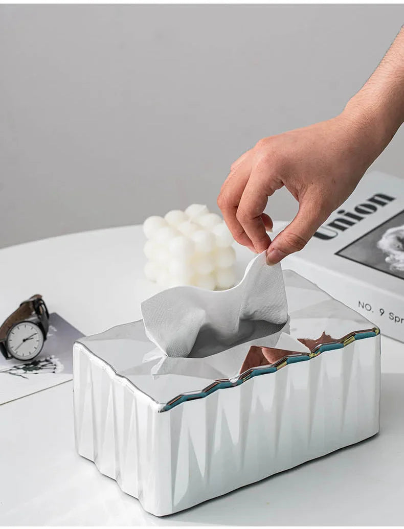 Luminara Geometric Mirror Tissue Box