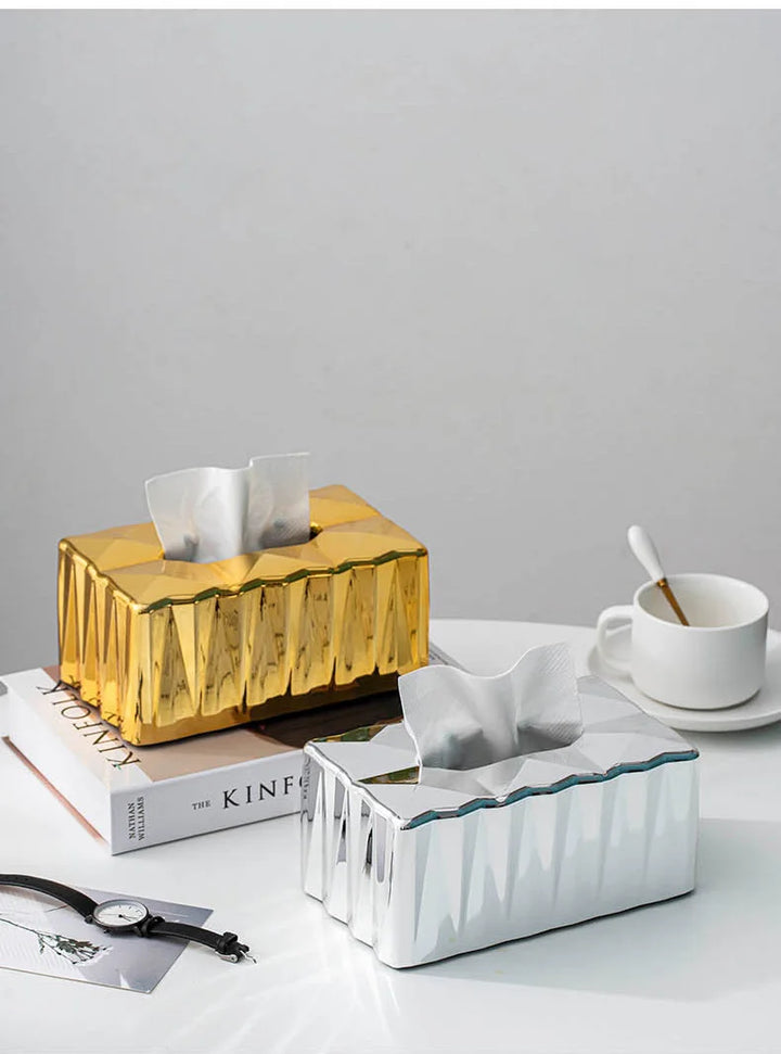 Luminara Geometric Mirror Tissue Box