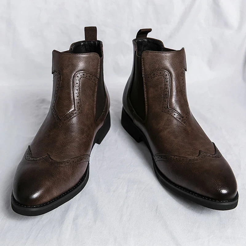 Leonardo Moretti Leather Brogue Chelsea Boots