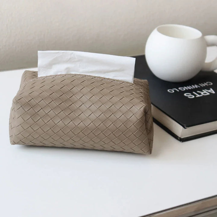 Venezia Woven Leather Tissue Box Holder