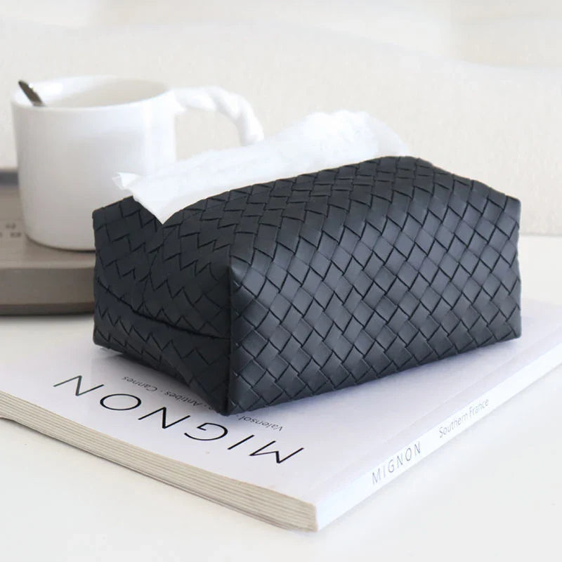 Venezia Woven Leather Tissue Box Holder