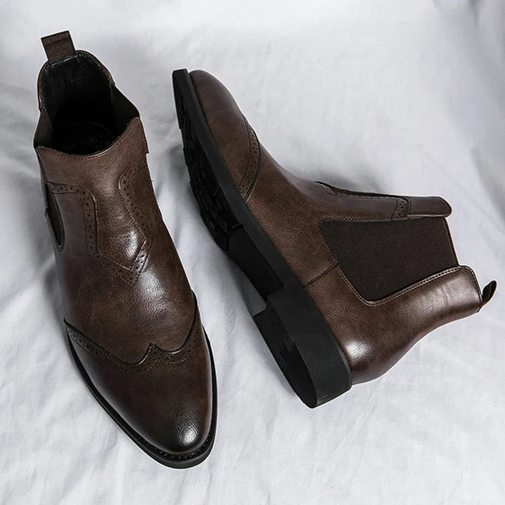 Leonardo Moretti Leather Brogue Chelsea Boots