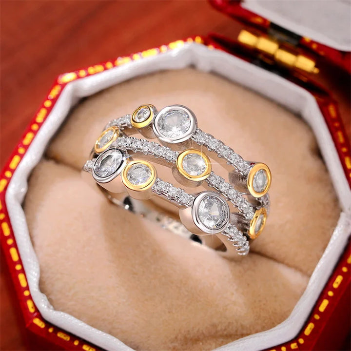 Dual-Tone Cluster Diamond Ring