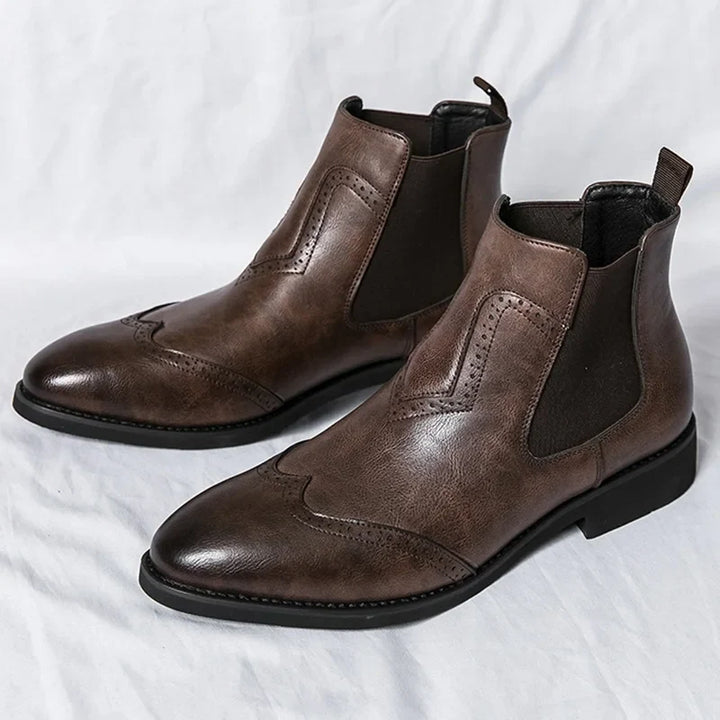 Leonardo Moretti Leather Brogue Chelsea Boots