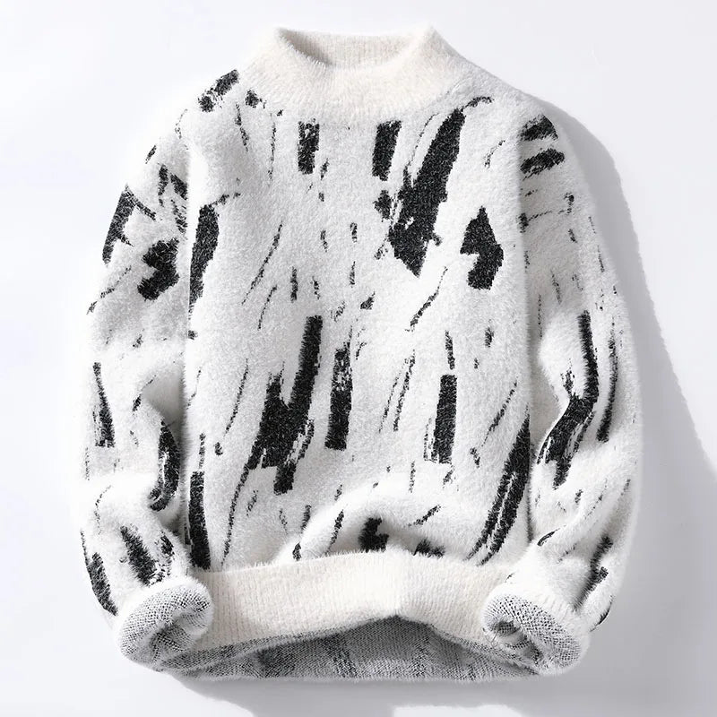 Monochrome Inkblot Pullover Sweater