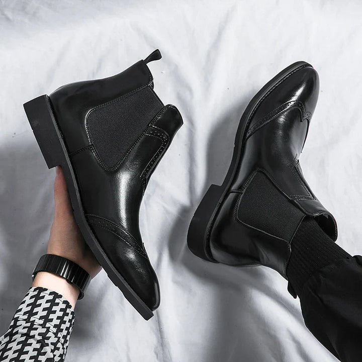 Leonardo Moretti Leather Brogue Chelsea Boots