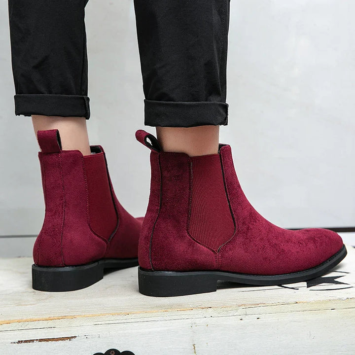 Bordeaux Suede Chelsea Boots - Ferruccio Mancini Collection