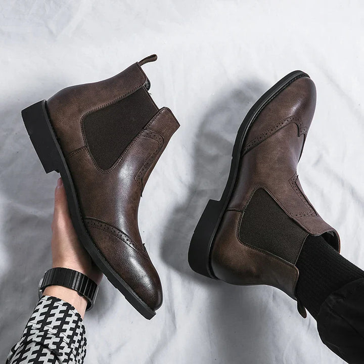 Leonardo Moretti Leather Brogue Chelsea Boots