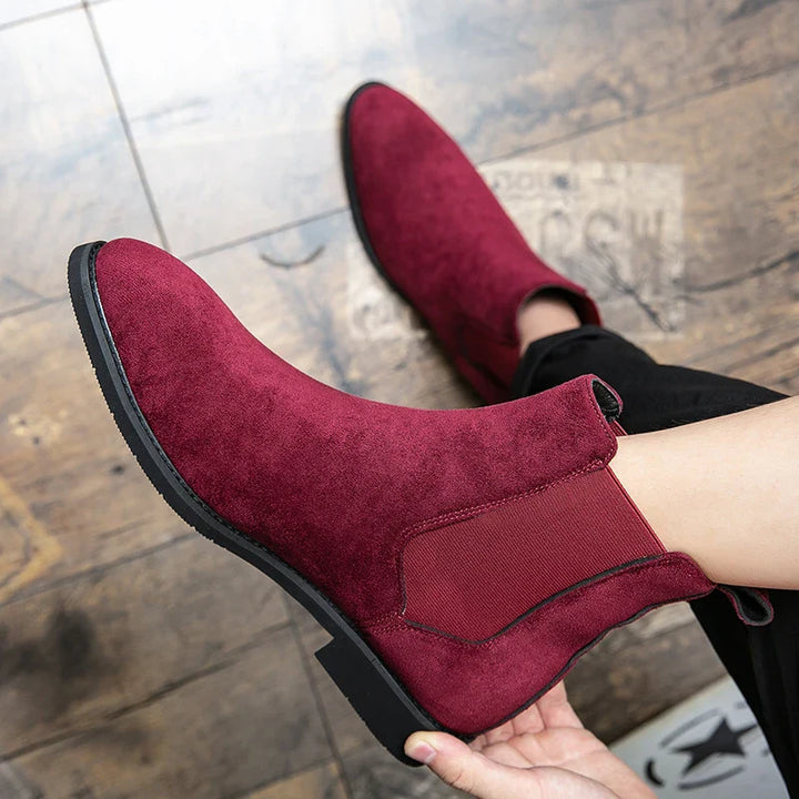 Bordeaux Suede Chelsea Boots - Ferruccio Mancini Collection