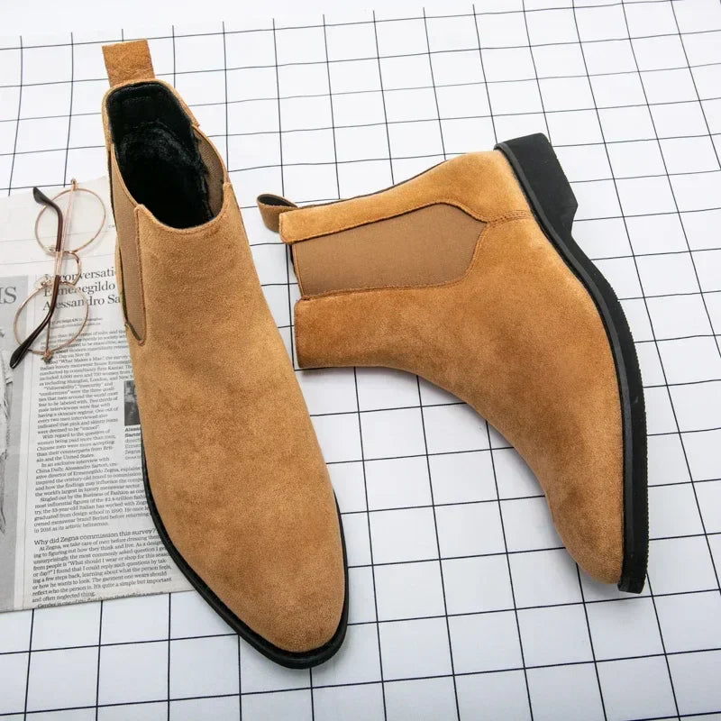 Bordeaux Suede Chelsea Boots - Ferruccio Mancini Collection