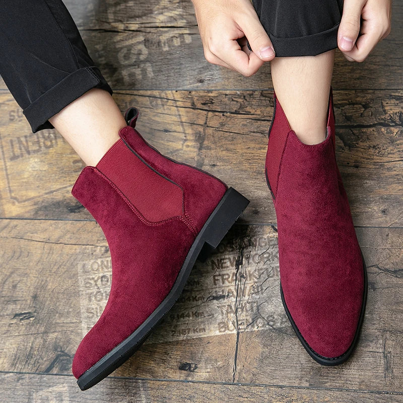 Bordeaux Suede Chelsea Boots - Ferruccio Mancini Collection