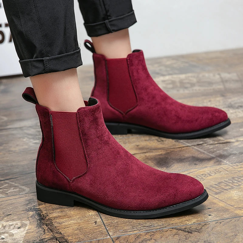 Bordeaux Suede Chelsea Boots - Ferruccio Mancini Collection