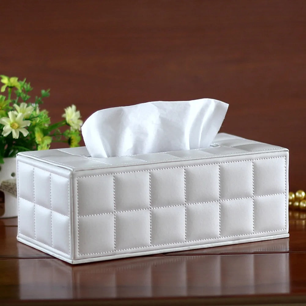 Regal Quilted Vegan Leather Tissue Box