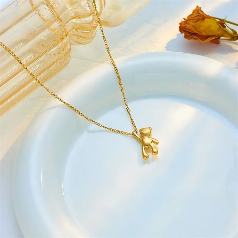 Golden Love Bear Necklace