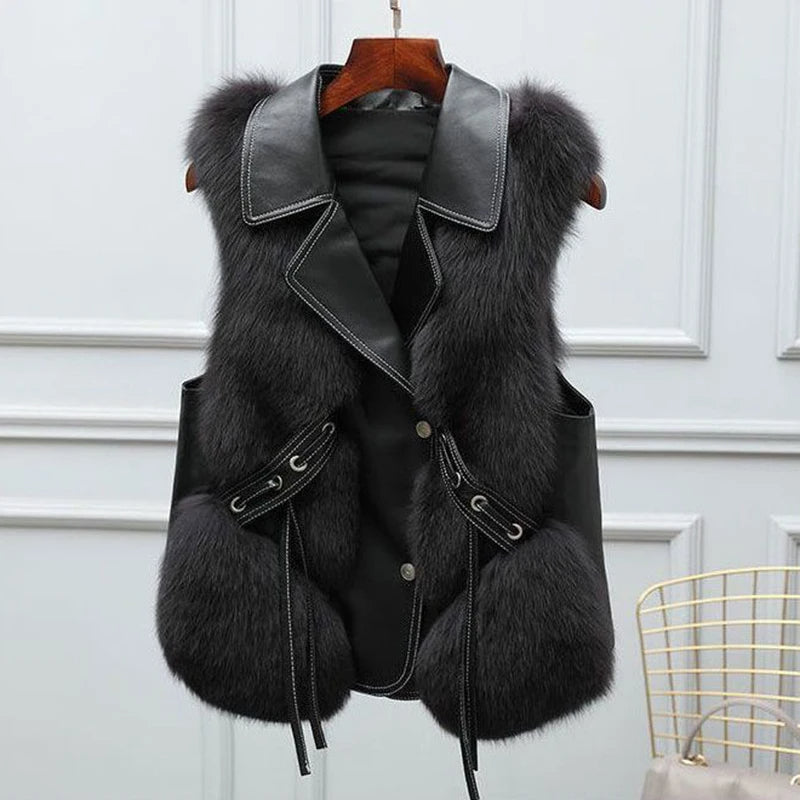 Velvet Faux Fur Gilet